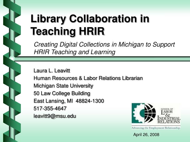 library collaboration in teaching hrir