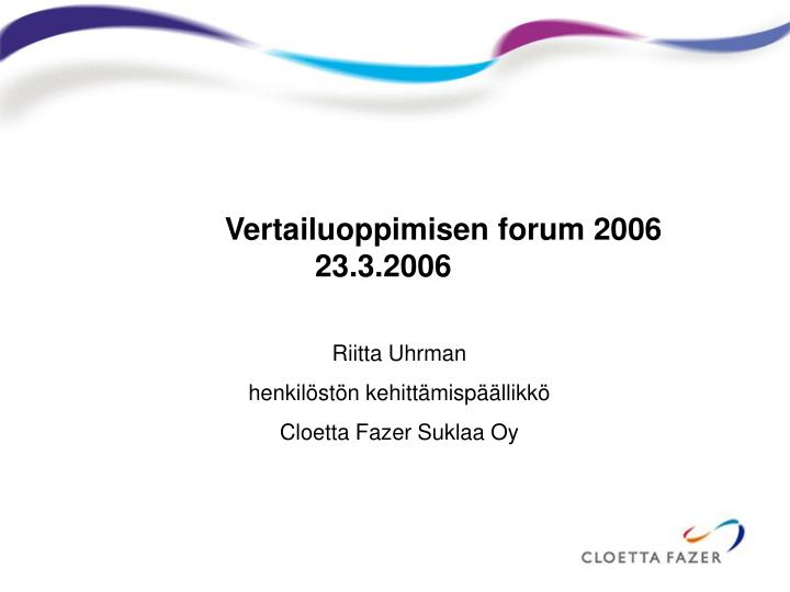 vertailuoppimisen forum 2006 23 3 2006