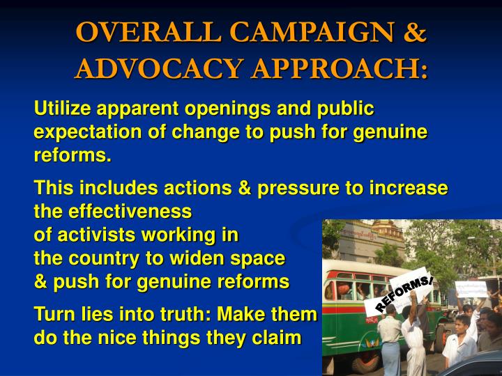 overall campaign advocacy approach