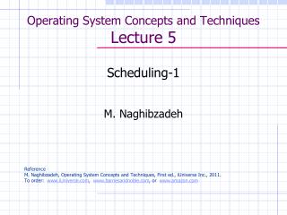 Operating System Concepts and Techniques Lecture 5