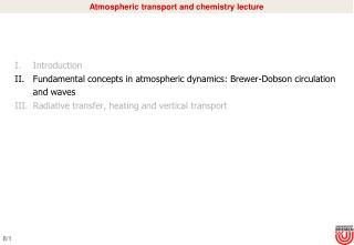 Atmospheric transport and chemistry lecture