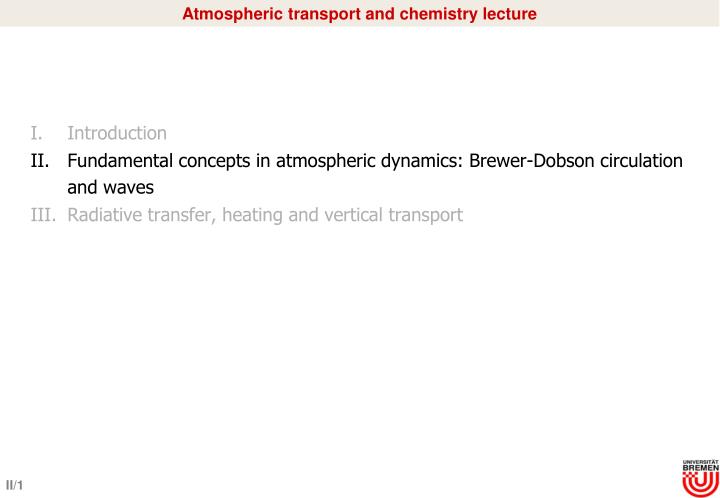 atmospheric transport and chemistry lecture