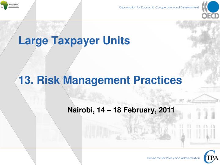 large taxpayer units 13 risk management practices