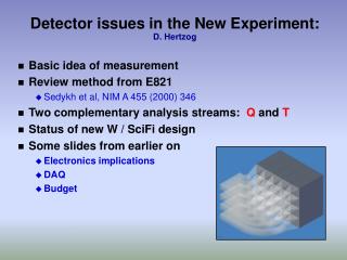 Detector issues in the New Experiment: D. Hertzog