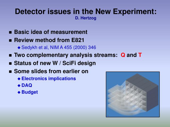 detector issues in the new experiment d hertzog