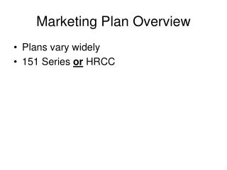 Marketing Plan Overview