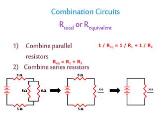 Combination Circuits R total or R equivalent