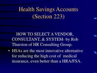 Health Savings Accounts (Section 223)