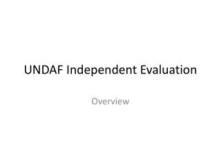 UNDAF Independent Evaluation