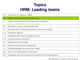 Topics HRM: Leading teams