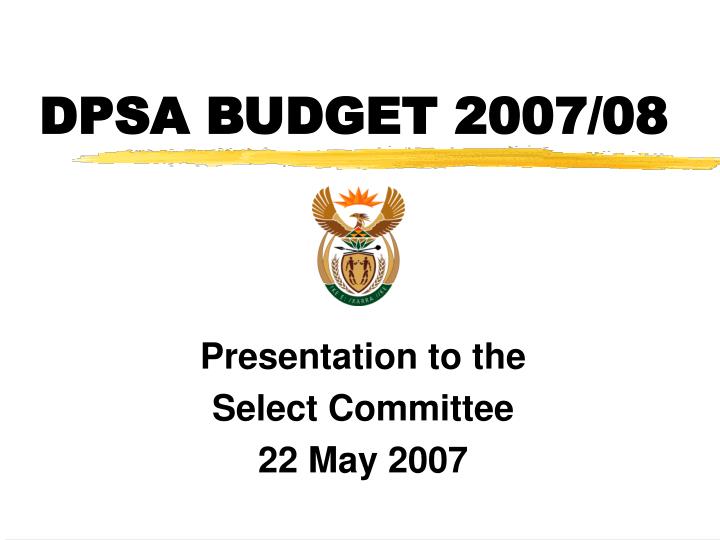 dpsa budget 2007 08