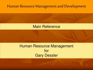 Human Resource Management and Development