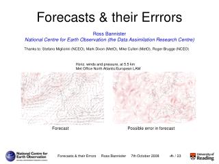 Forecasts &amp; their Errrors