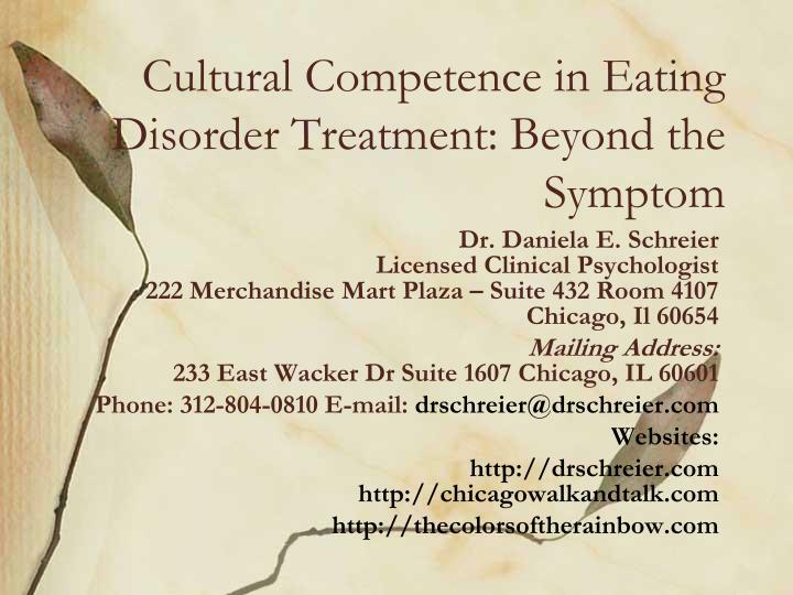 cultural competence in eating disorder treatment beyond the symptom