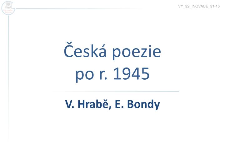 esk poezie po r 1945