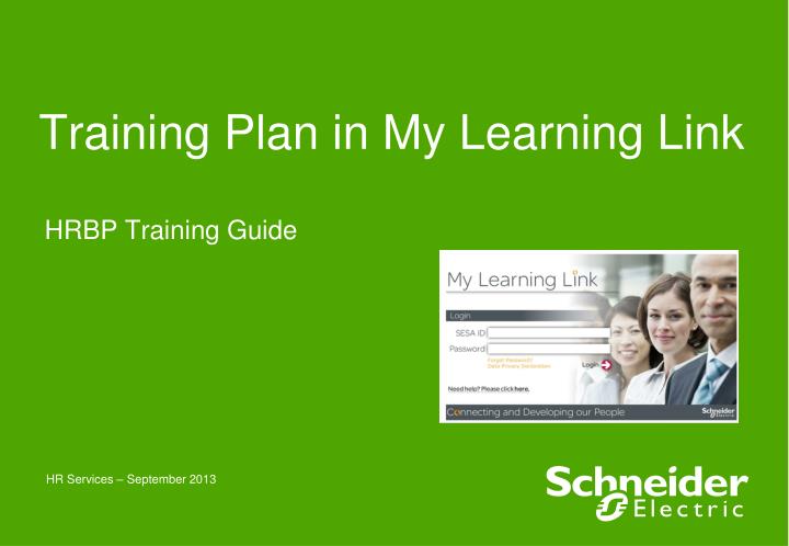 training plan in my learning link