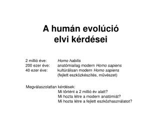 a hum n evol ci elvi k rd sei
