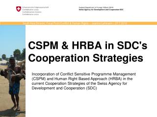 CSPM &amp; HRBA in SDC's Cooperation Strategies
