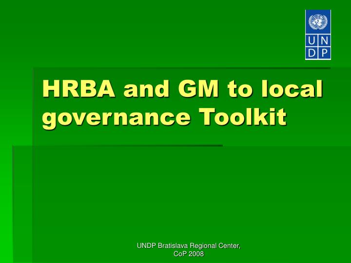 hrba and gm to local governance toolkit