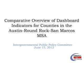 Comparative Overview of Dashboard Indicators for Counties in the Austin-Round Rock-San Marcos MSA