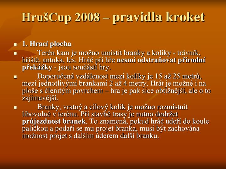 hru cup 2008 pravidla kroket