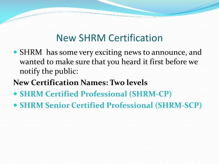 new shrm certification