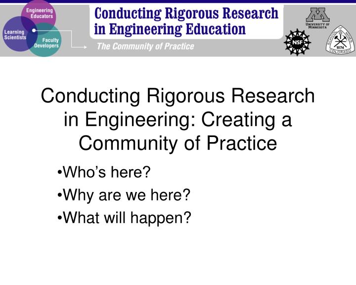 conducting rigorous research in engineering creating a community of practice
