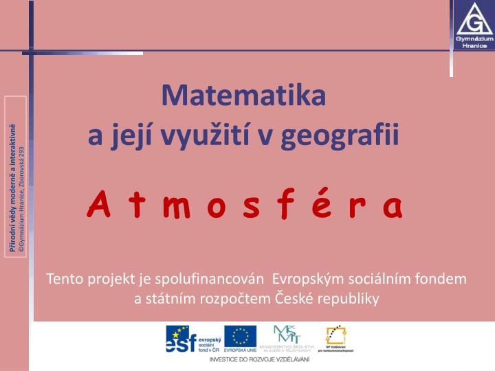 matematika a jej vyu it v geografii