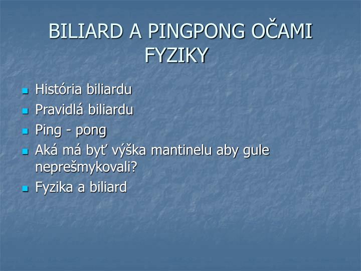 biliard a pingpong o ami fyziky