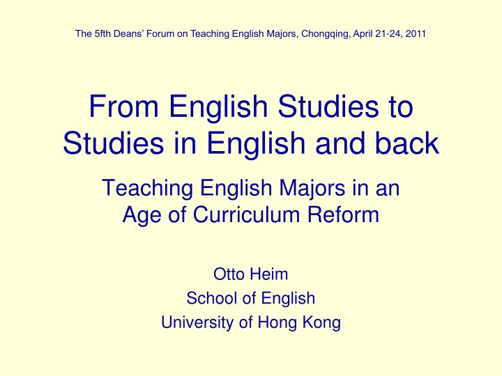 from english studies to studies in english and back