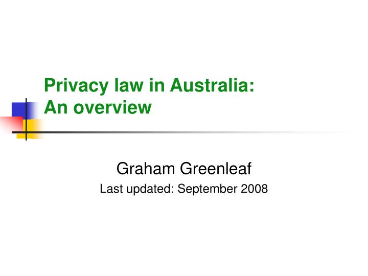 privacy law in australia an overview