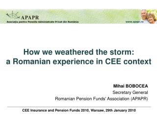 CEE Insurance and Pension Funds 2010, Warsaw, 29th January 2010