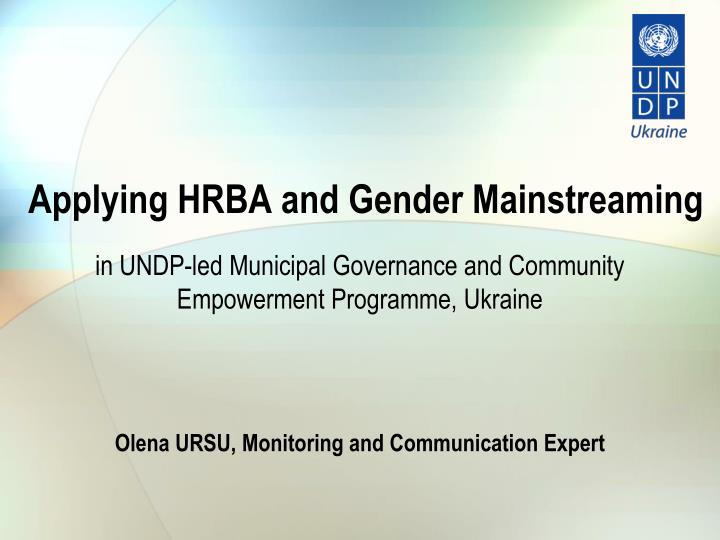 applying hrba and gender mainstreaming