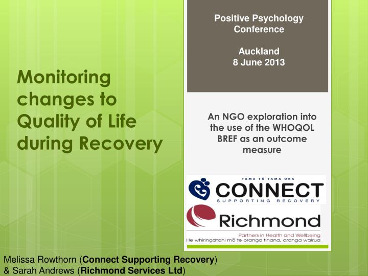 monitoring changes to quality of life during recovery