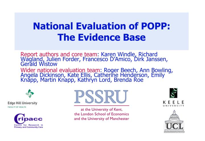 national evaluation of popp the evidence base
