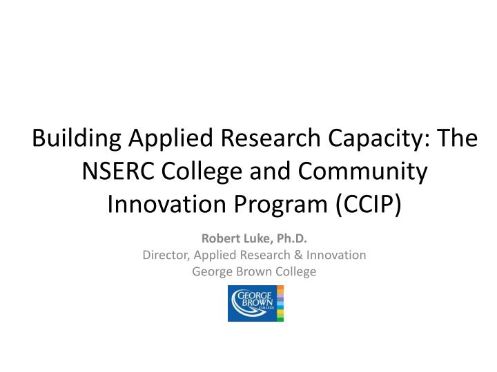 building applied research capacity the nserc college and community innovation program ccip