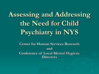 Assessing and Addressing the Need for Child Psychiatry in NYS