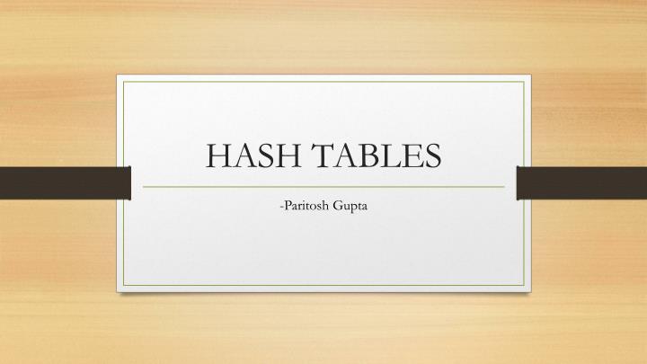 hash tables