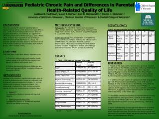 Pediatric Chronic Pain and Differences in Parental Health-Related Quality of Life