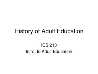 History of Adult Education
