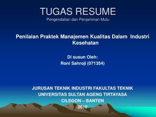 tugas resume pengendalian dan penjaminan mutu