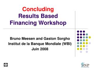 Concluding Results Based Financing Workshop
