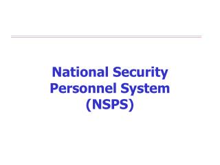 National Security Personnel System (NSPS)