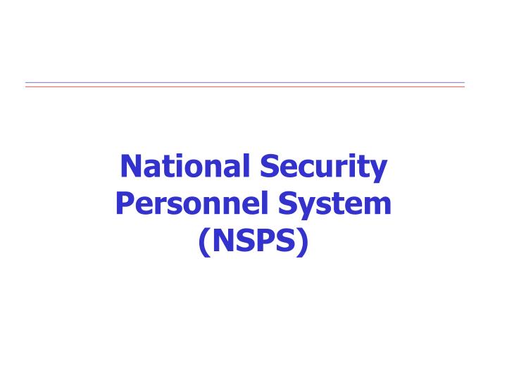 national security personnel system nsps