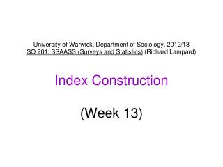 Scale/Index Construction