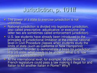 Jurisdiction, p. 101ff