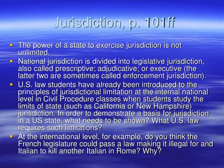 jurisdiction p 101ff
