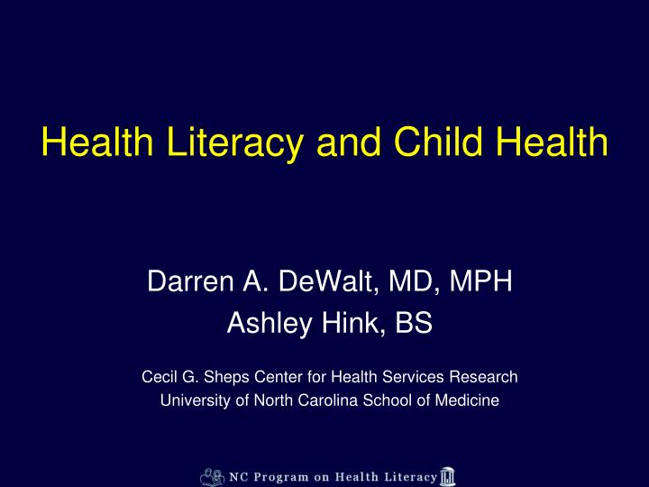 health literacy and child health