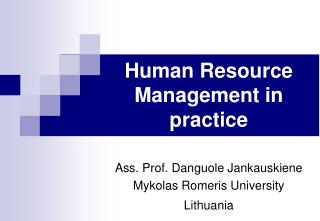 Human Resource Management in practice