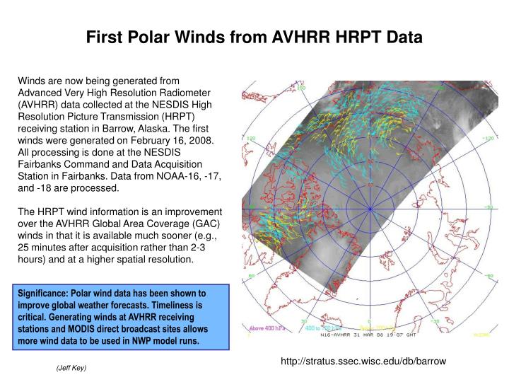 first polar winds from avhrr hrpt data